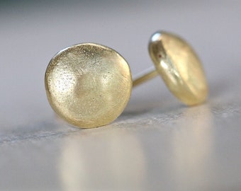 Solid gold stud earrings, 18k gold earrings, gold post earrings, simple stud earrings, small gold studs, pebble studs, Bridal Jewelry