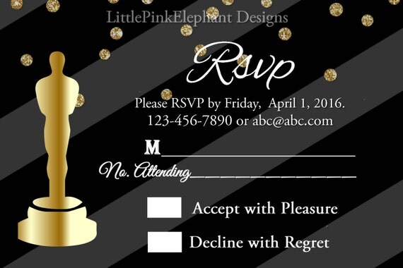 Oscar party invitation printable award viewing Academy awards