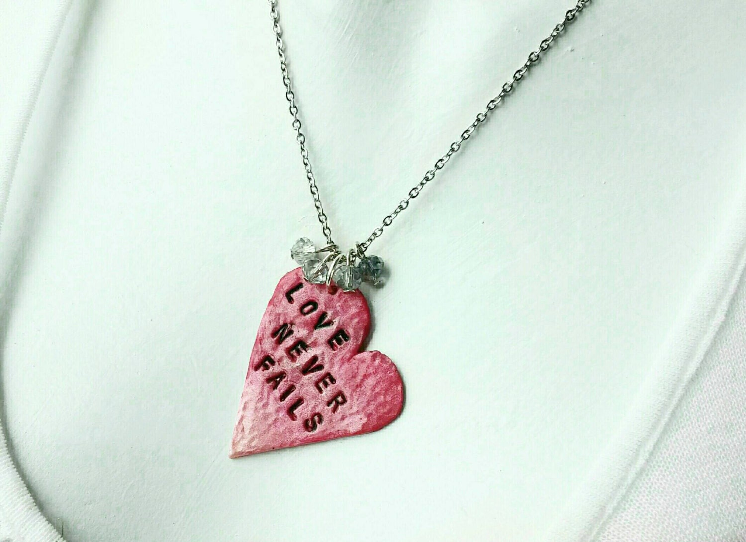 Heart necklace Valentines day gift Heart jewelry Polymer