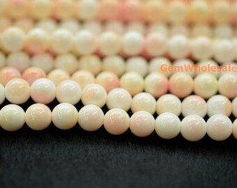 15" 6mm Blush Pink Queen Conch shell round Beads, jewelry supply,Natural Pink Queen Conch shell round beads, pink shell beads