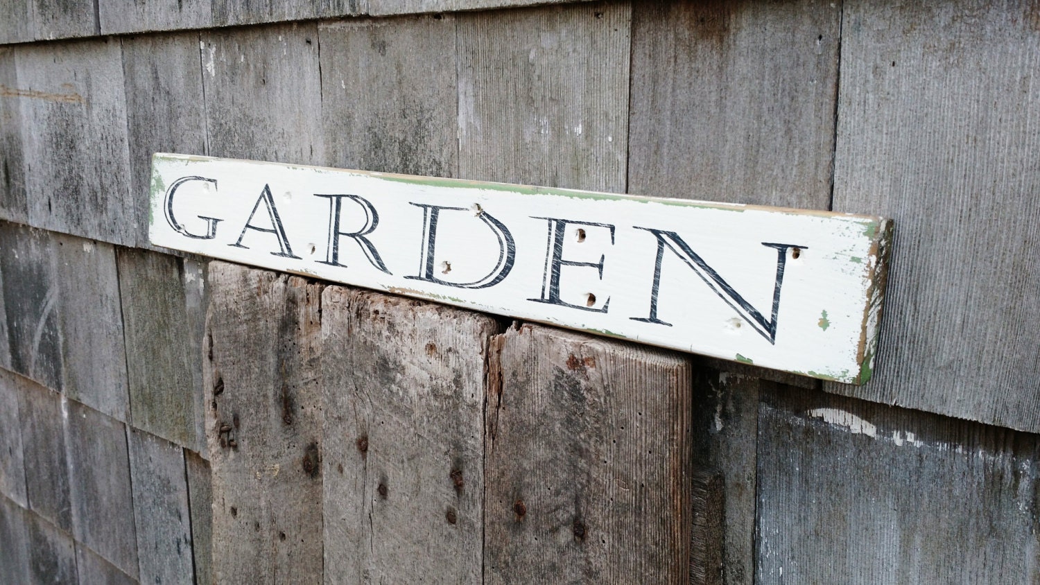 Rustic Garden sign on salvaged barn wood handpainted