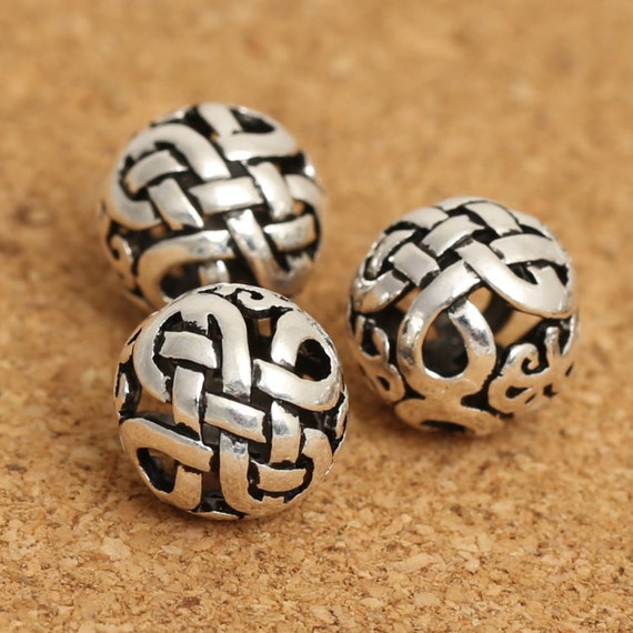 4 Sterling Silver Celtic Round Beads Sterling Celtic Beads