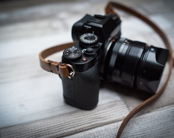 Rivet Free Leather Camera Strap, Black Leather Camera Strap, Brown Leather Camera Strap, Thin Leather Camera Strap,