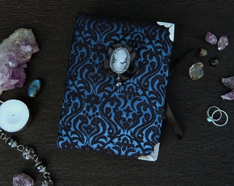 Gothic notebook with removeable cameo brooch, Soft cover, 100 sheets, OOAK, Gift for girl, For her, For women, For friend, For Bride, wife