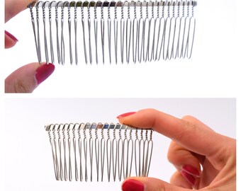 1 Dozen Metal Veil Combs Curved and Pliable Silver Wire Looped for Veils, Headpieces, Netting Hats and More. Choose from 3 Sizes