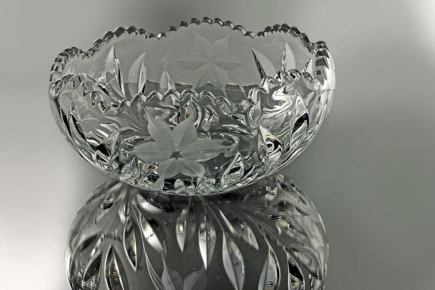 EAPG Crystal Bowl, Daisy and Vine Pattern, Antique, Sawtooth Edge