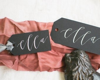 Modern Calligraphy Black Gift Tags With Gold Ink