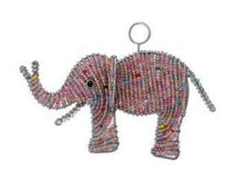 Beaded Christmas Tree Elephant Ornament - Wall Decor - Window Decor