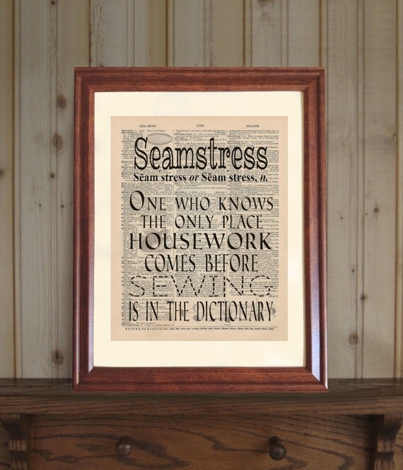 Seamstress Dictionary Print Sewing Room Decor Sewing Quote