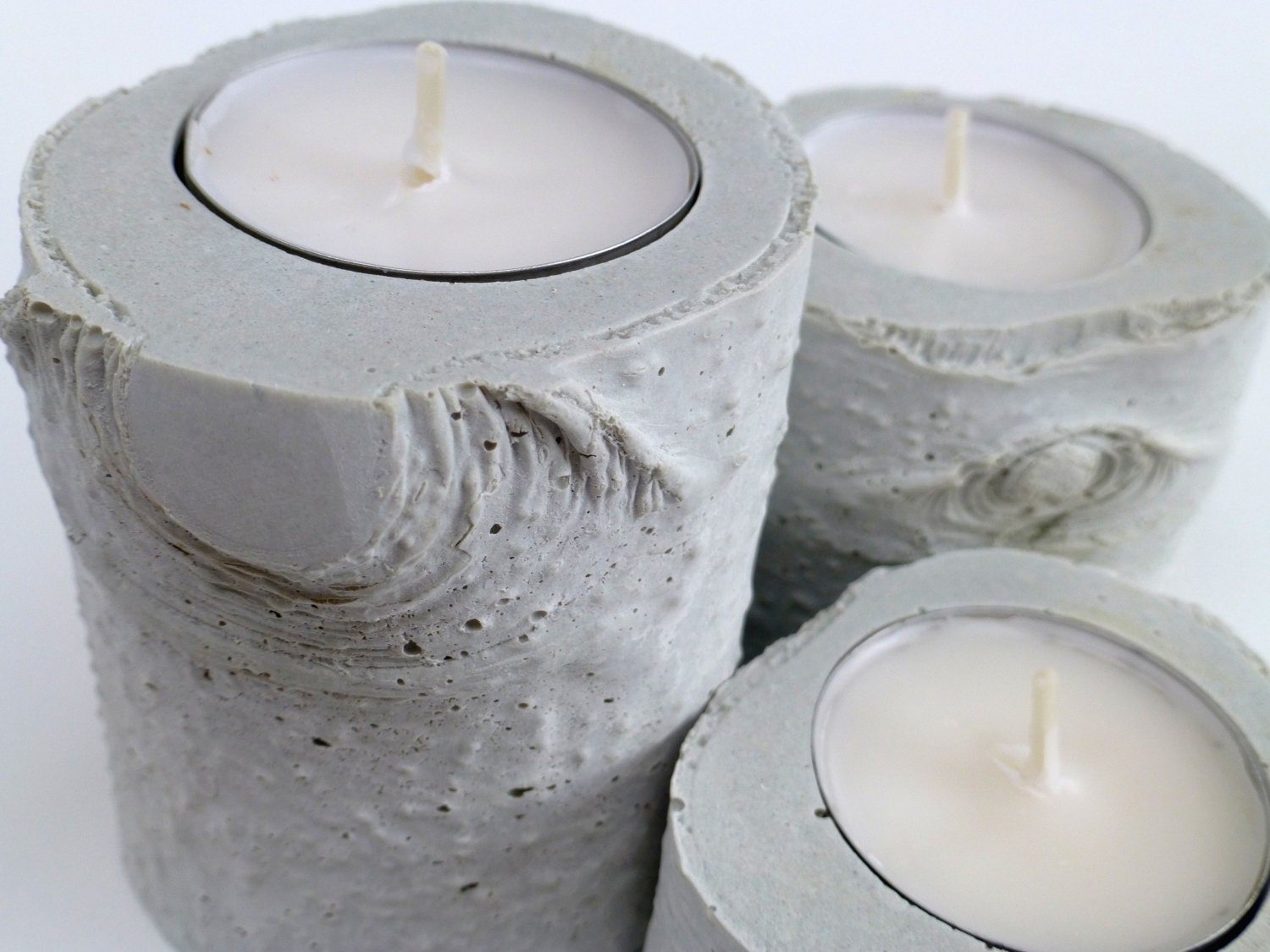 Concrete Birch Candle Holders set of three