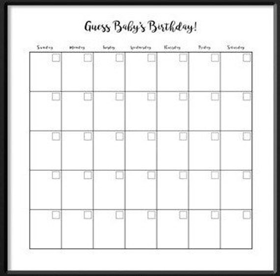 Blank Birthday Calendar : Guess baby birthday calendar blank Blank Birthday Calendar : Guess baby birthday calendar blank
