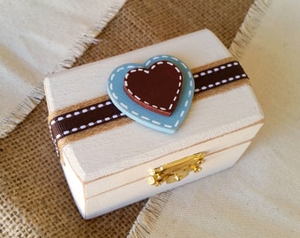 Rustic Ring Box, Ivory Ring Bearer Box, Country Ring Box, Personalized Ring Box, Rustic Wedding Decor, Wooden Ring Box, Jewelry Ring Box