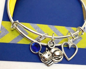 Cat Bracelet, Personalized Cat Bracelet, Cat Jewelry, Little Girls Bracelet, Young Girl