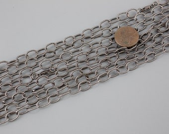 6x8mm Oxidized Texturized Sterling Silver Chain by the foot