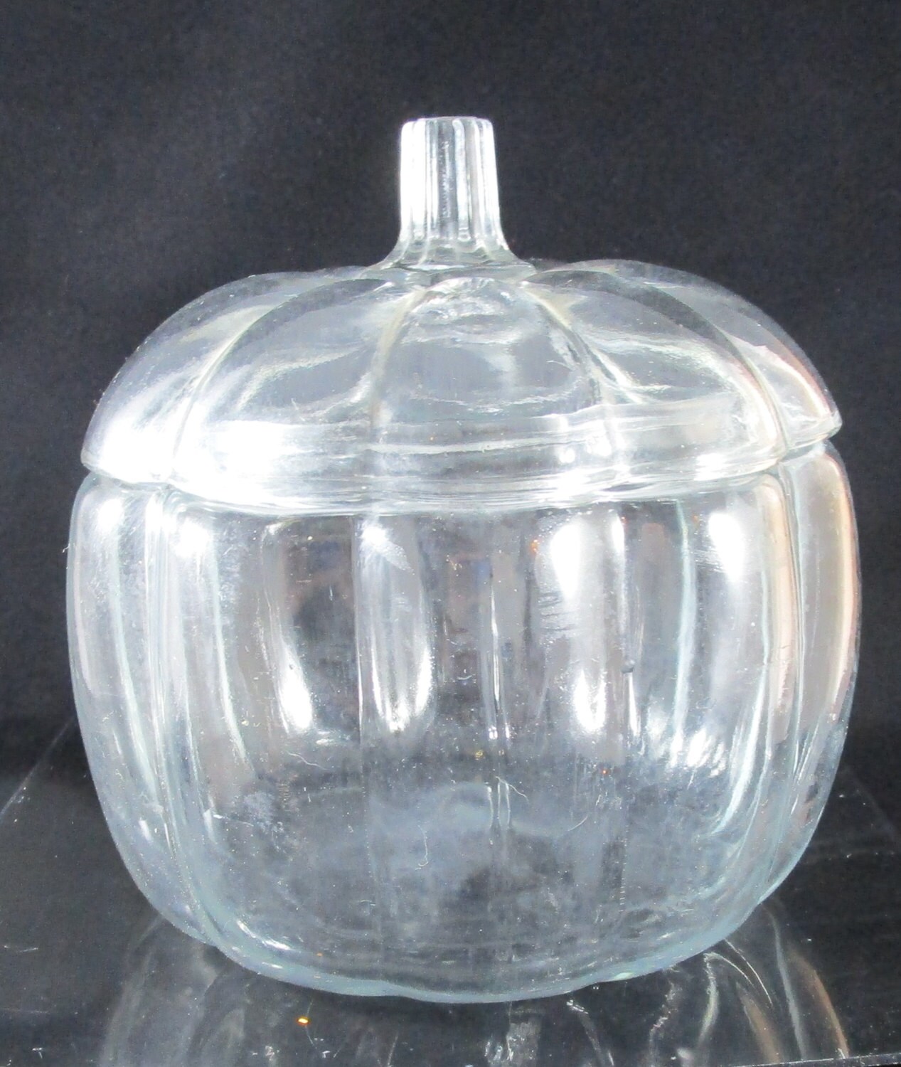 Clear Glass Pumpkin Cookie Jar 1139