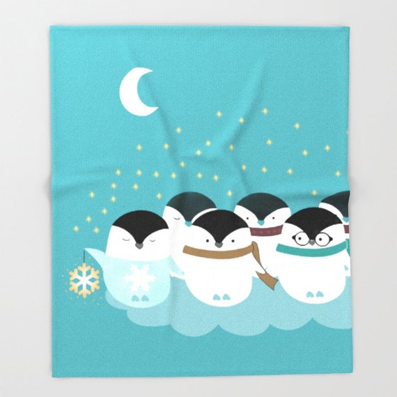 Cute Penguin Fleece Blankets On The Beds Polyester Soft ...