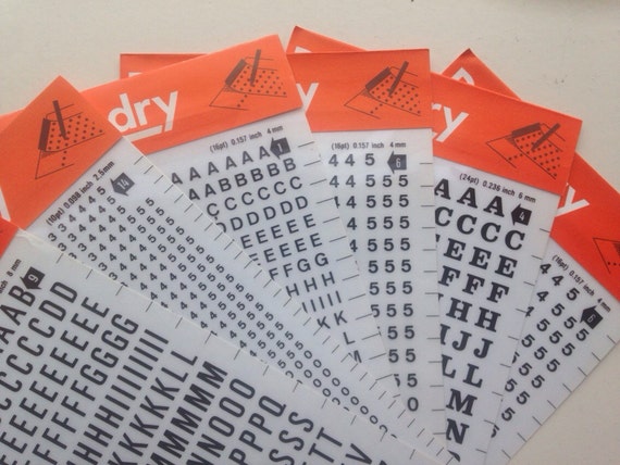 6 x rub on transfers typography decal by AstridFindsVintage