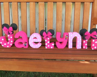 Custom-made Minnie Mouse wood name letters - wood letters - wood name letters - minnie mouse letters - minnie mouse decor - PRICE PER LETTER