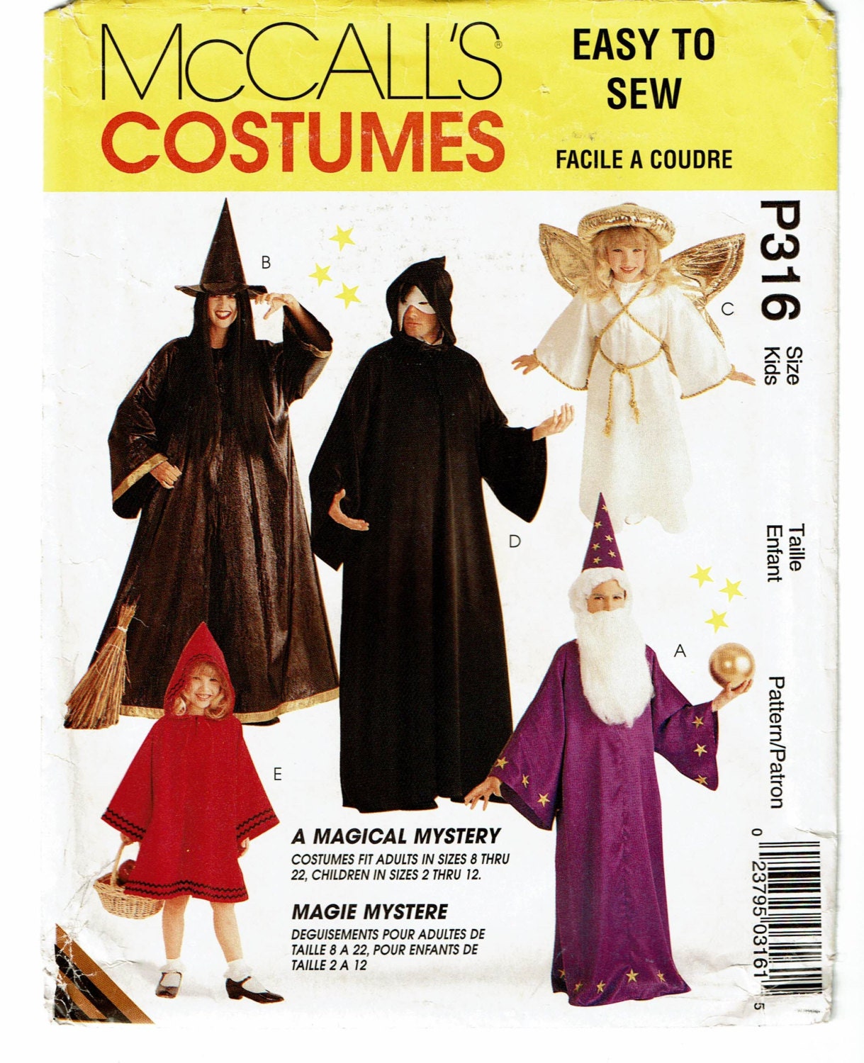 McCalls Costumes Pattern 316 Kids & Adults' Costumes