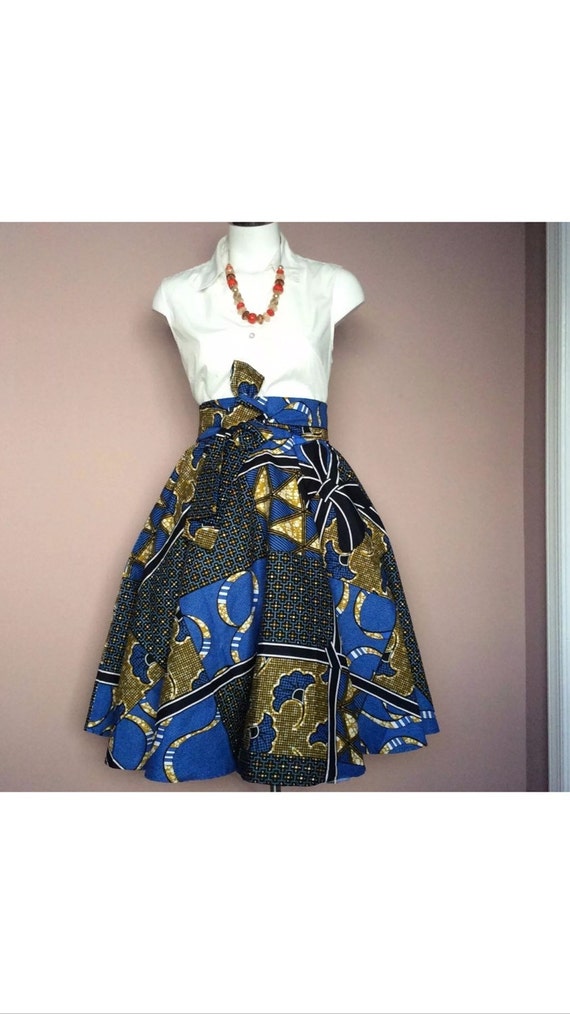 Ankara African Midi Flare Skirt With Two Pocket By Holydesigns