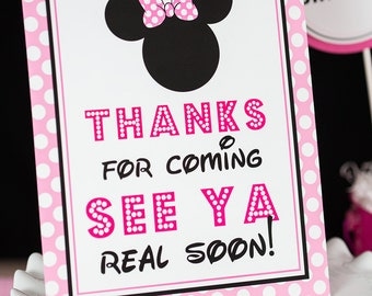Thanks for Coming See Ya Real Soon Sign - Instant Download Minnie Mouse Party Sign - Minnie Thank You Sign by Printable Studio