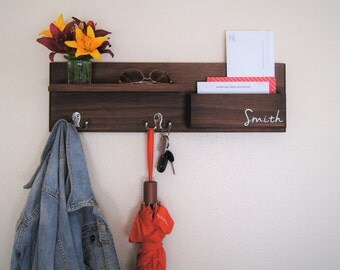 Wall Coat Rack Storage Key Hooks Floating Shelf