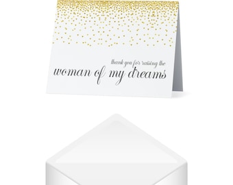 Thank You For Raising the Woman of My Dreams Card- Woman of My Dreams Wedding Day Card- Brides Parents Card- Mother of the Bride Card Gift
