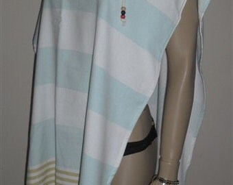 Terry Beach Cover Up Hooded Peshtemal towel, Peshtemal robe,swim cover up,,Blue Swim Cover Up, Swim Wear boho wear turkish towel cover up