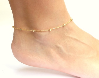Gold Ankle Bracelet, Anklets for Women, Gold Chain Anklet, Gold Bridesmaid Jewelry, Cute Anklet Available in Plus Size