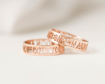40% OFF* Custom Mantra Ring • Personalized Name Ring • I Love You Ring • Gift for her • Gift for mom • Gift For Sister • Wedding Band • RM26
