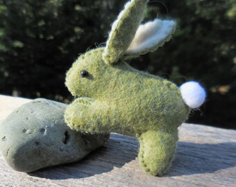 green stuffed bunny rabbit