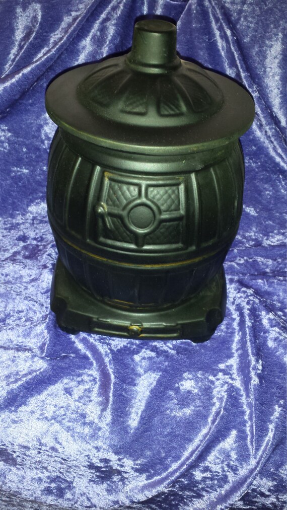 McCoy POTBELLY Stove COOKIE Jar Vintage Black Matte Finish W/