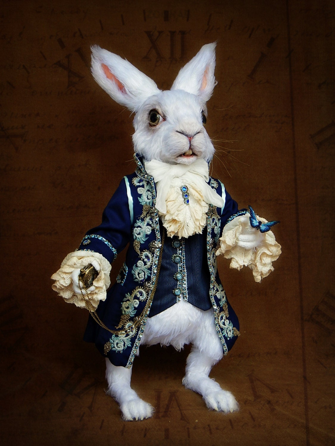 stuffed white rabbit alice wonderland