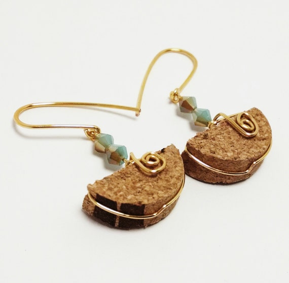 made in gifts unique michigan Jewelry, Unique Recycled Creative Earrings, Cork Cork Wine Wire