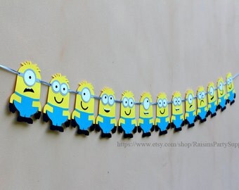Minion birthday party decorations Minions decorations Minions party supplies Despicable me characters garland Minions birthday banner boy