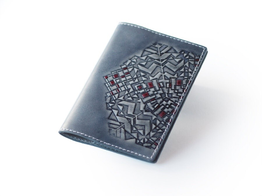 Grey Indigo Leather Passport Cover Passport Holder by TwoStarlings