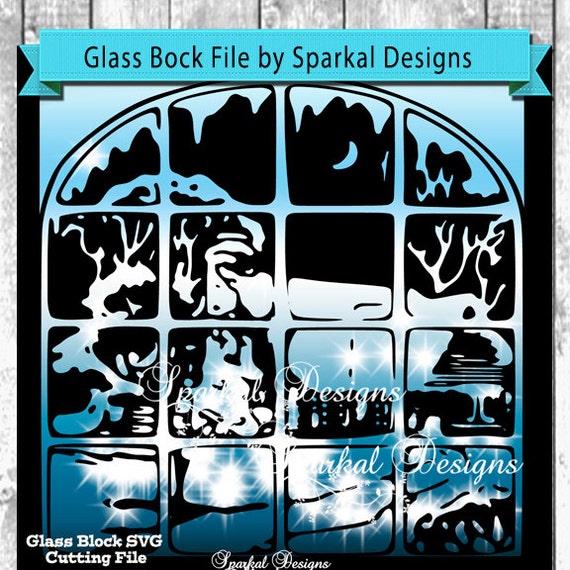Download Christmas SVG File Glass Block Designs Retro Window Scene
