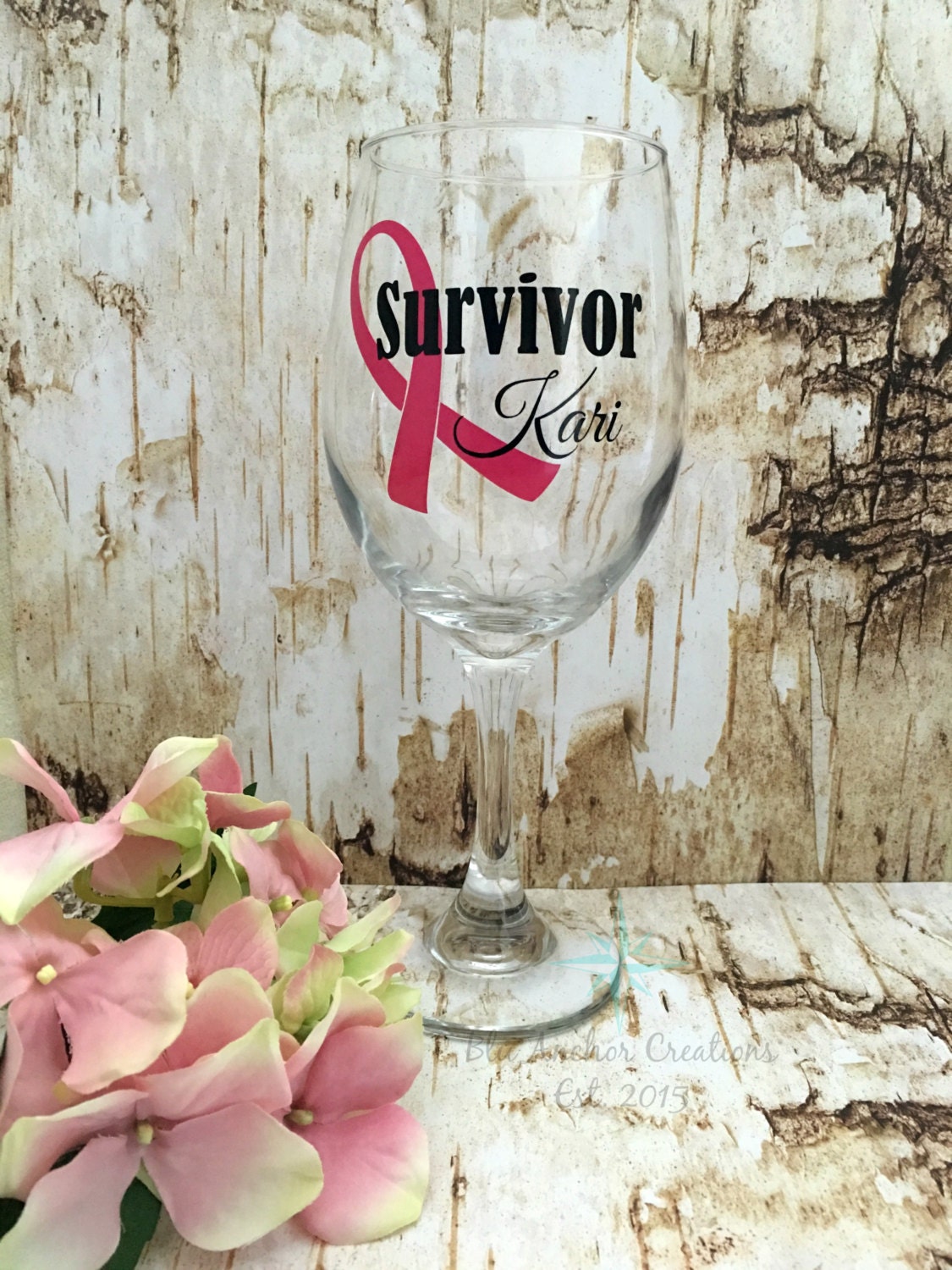 Survivor Wine Glass Breast Cancer Survivor Wine Glass Cancer