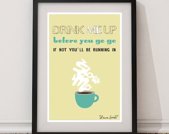 SLOWMO GO GO Coffee Poster - slow mo go go original design coffee bean espresso poster art decor