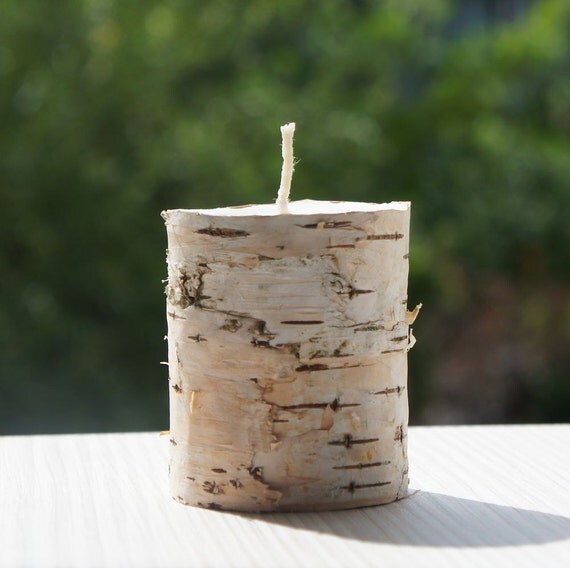 Birch Bark Soy Wax Candle Scented Birch Bark Candle by MiLiCrafts
