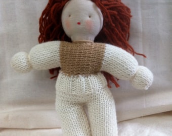 Waldorf Doll 11 inch, hand knitted with pure merino wool