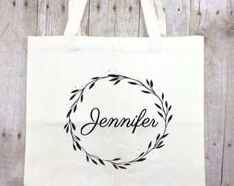 Personalized Tote Bag, Bridesmaid Gift Idea Bridal Party Gift, Bridesmaid Reusable Tote Bag Maid of Honor Reusable Bag Wedding Christmas