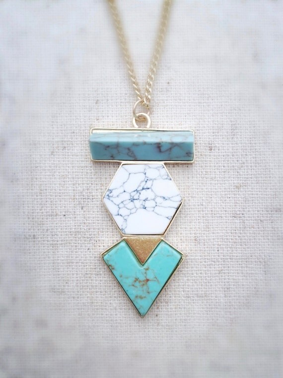 White marble necklace white howlite necklace by OCEANBELLAHAWAII