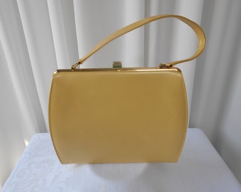 Vintage Pearlescent Yellow Kelly Purse Handbag 1960's #20020