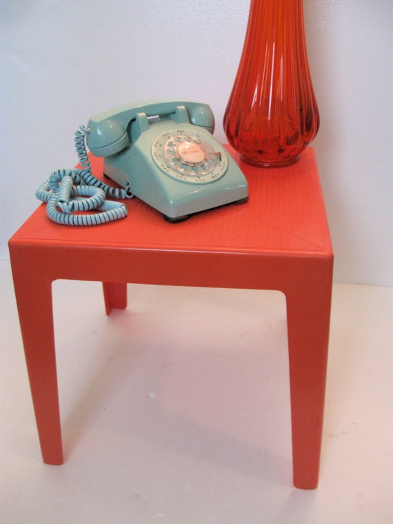 Items similar to Retro Mod Orange TableVintage Plastic Parsons Table