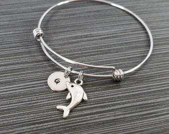 Dolphin Bangle - Dolphin Charm Bracelet - Expandable Bangle - Charm Bangle - Dolphin Bracelet- Best Friend Bracelet - Porpoise Bracelet