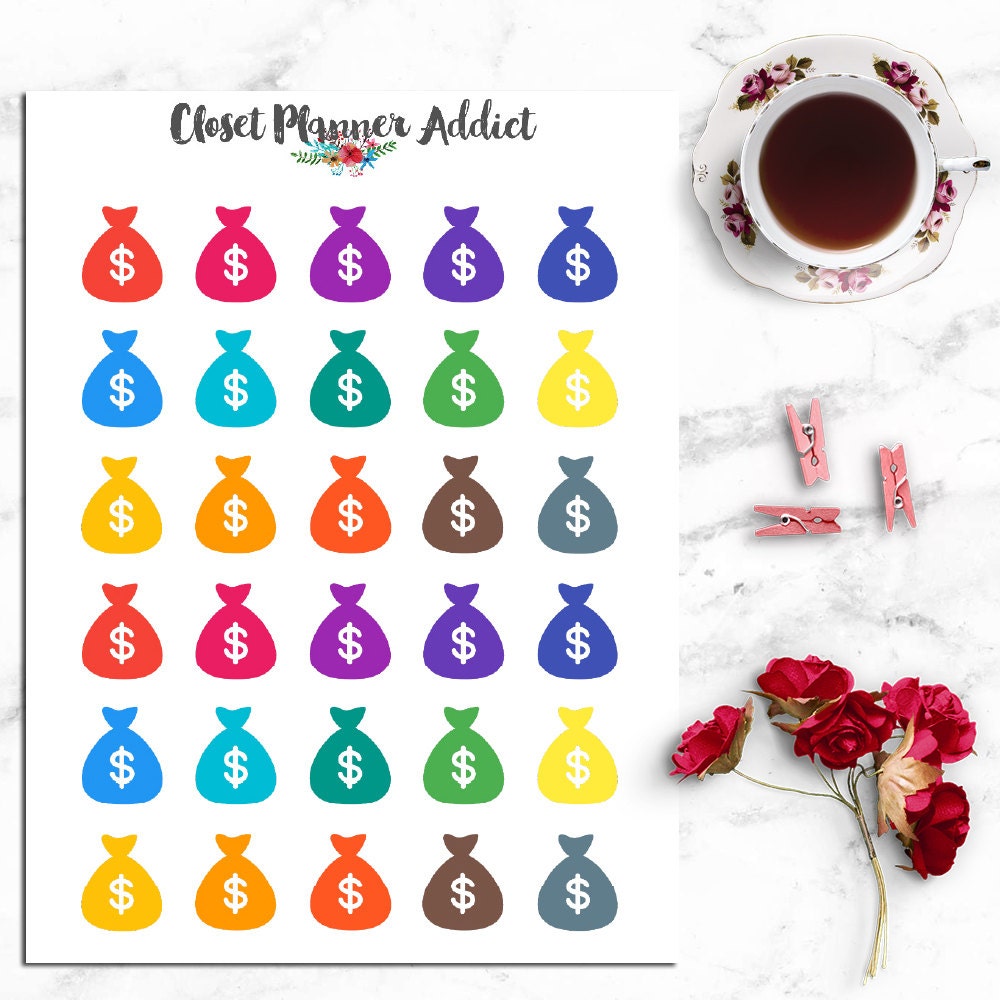Money Bag Icon Planner Stickers Money Stickers Finance