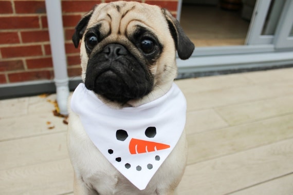 Christmas Dog Bandana, Christmas Dog Costume, Christmas Cat Bandana, Dog Bandana, Snowman Bandana, Dog Dress up, Dog Costume, Pug Costume