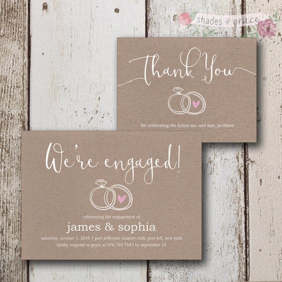 Rustic Engagement Invitations DIY Invites Kraft Rustic Engagement Invitations DIY Invites Kraft