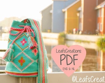 Crochet pattern Mochila bag with flowers Mochila crochet pattern Tapestry crochet pattern English & Dutch